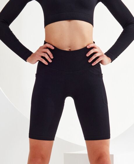 Women’s TriDri® ribbed seamless '3D Fit' cycle shorts Thumbnail