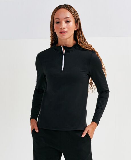 Women’s TriDri® recycled long sleeve brushed back ¼ zip top Thumbnail