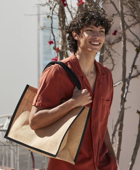 Natural starched jute classic shopper Thumbnail