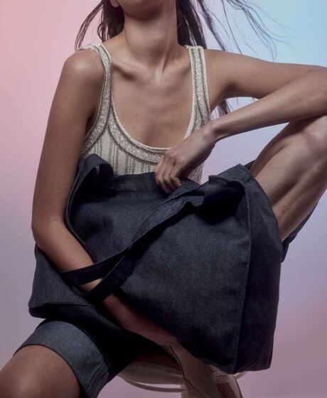 Kimood Large Recycled Cotton Denim Look Shopping Bag Thumbnail