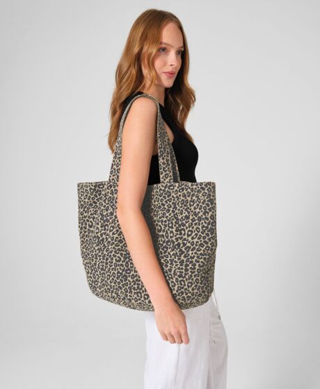 Leopard print canvas shopper Thumbnail
