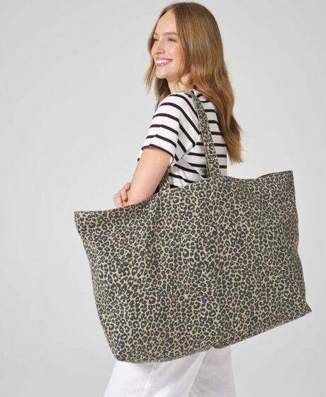 Westford Mill Leopard Print Canvas Oversized Tote Bag Thumbnail