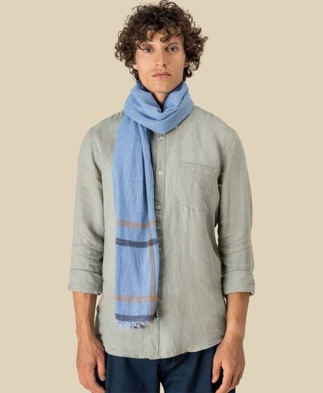 Spasso Blue Double Striped Scarf Thumbnail