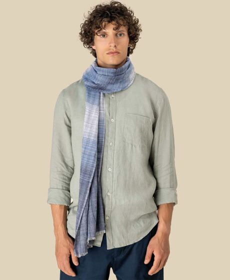 Spasso Blue Classic Check Scarf Thumbnail