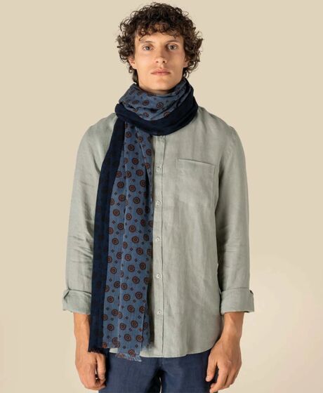 Spasso Blue Garnet Flowers Scarf Thumbnail