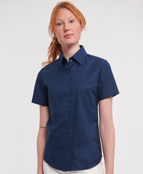 Russell Collection Ladies Short Sleeve Easy Care Oxford Shirt Thumbnail