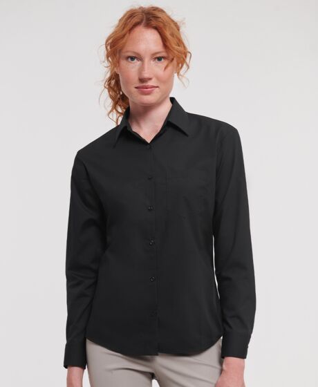 Russell Collection Ladies Long Sleeve Easy Care Poplin Shirt Thumbnail