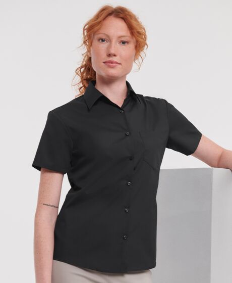 Russell Collection Ladies Short Sleeve Easy Care Poplin Shirt Thumbnail