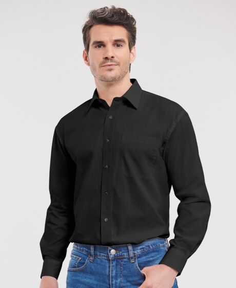 Russell Collection Long Sleeve Easy Care Cotton Poplin Shirt Thumbnail
