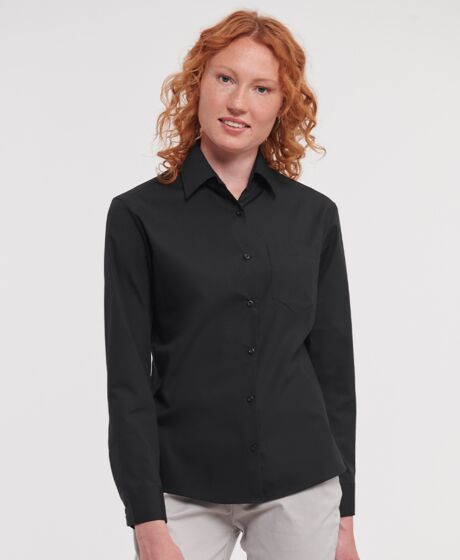 Russell Collection Ladies Long Sleeve Easy Care Cotton Poplin Shirt Thumbnail