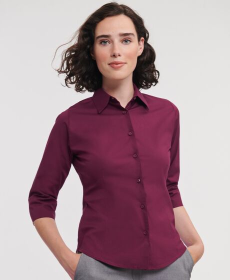 Russell Collection Ladies 3/4 Sleeve Easy Care Fitted Shirt Thumbnail