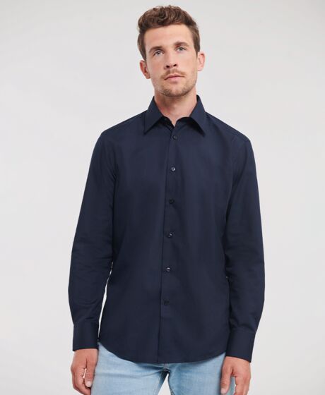 Russell Collection Long Sleeve Tailored Poplin Shirt Thumbnail