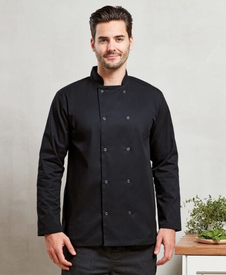 Premier Unisex Long Sleeve Stud Front Chef's Jacket Thumbnail