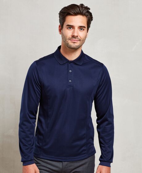 Premier Long Sleeve Coolchecker® Piqué Polo Shirt Thumbnail