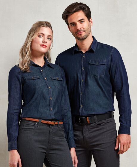 Premier Ladies Jeans Stitch Denim Shirt Thumbnail