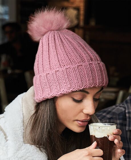 Beechfield Verbier Fur Pop Pom Beanie Thumbnail