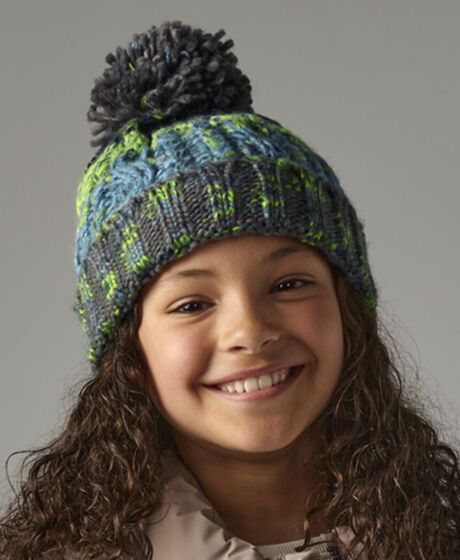 Beechfield Junior Corkscrew Pom Pom Beanie Thumbnail