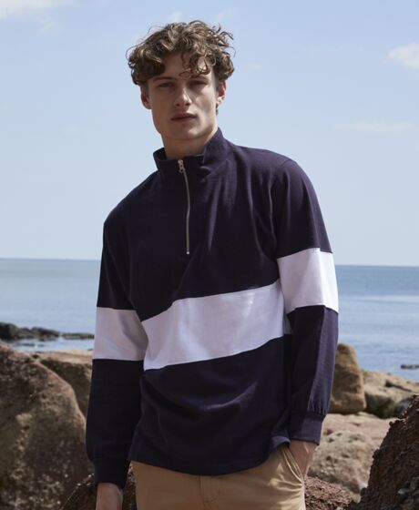 Front Row Panelled 1/4 Zip Neck Top Thumbnail