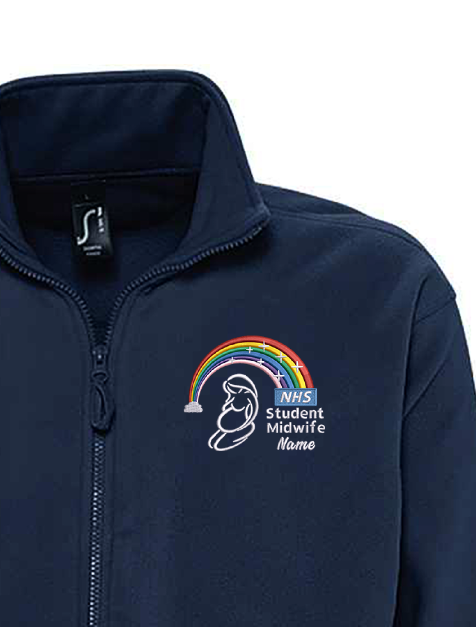 fleece nhs  embroidery student midwife personalised bubble customised clothing 