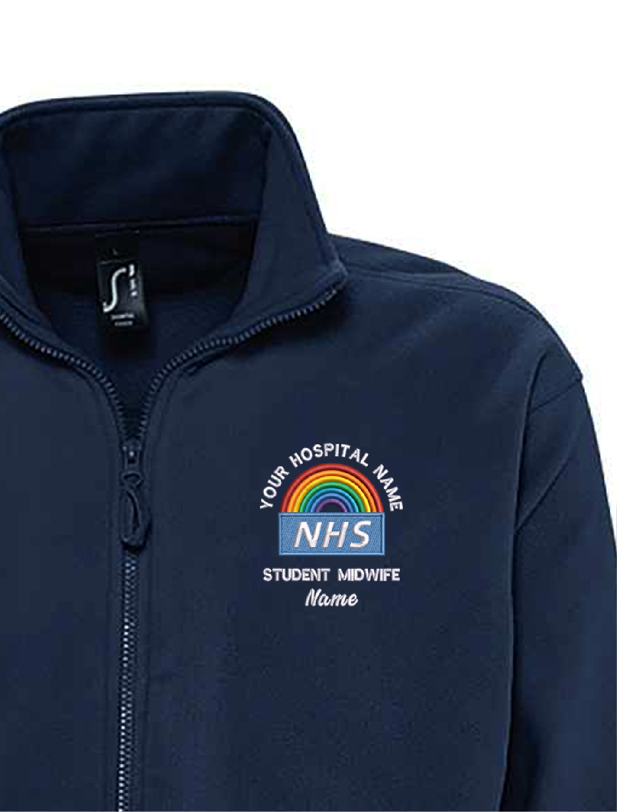 fleece nhs  embroidery student midwife personalised bubble customised clothing 