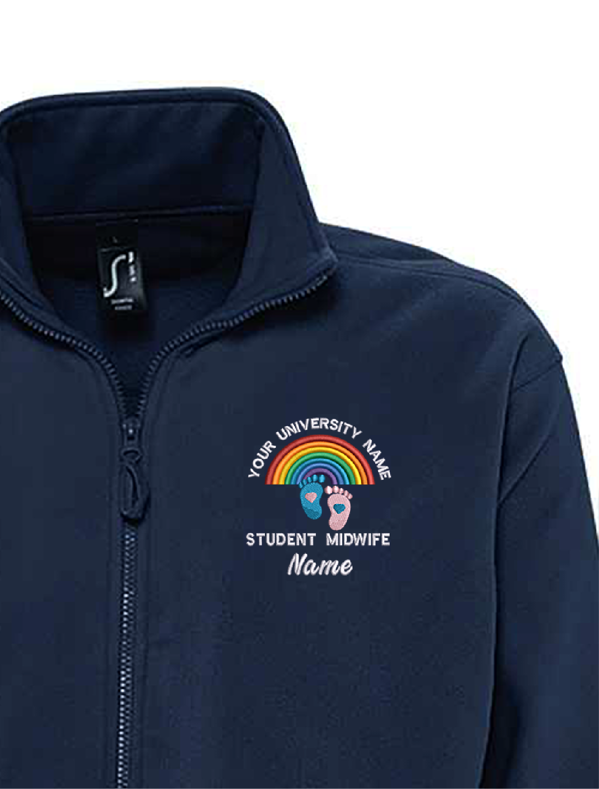 fleece nhs  embroidery student midwife personalised bubble customised clothing 