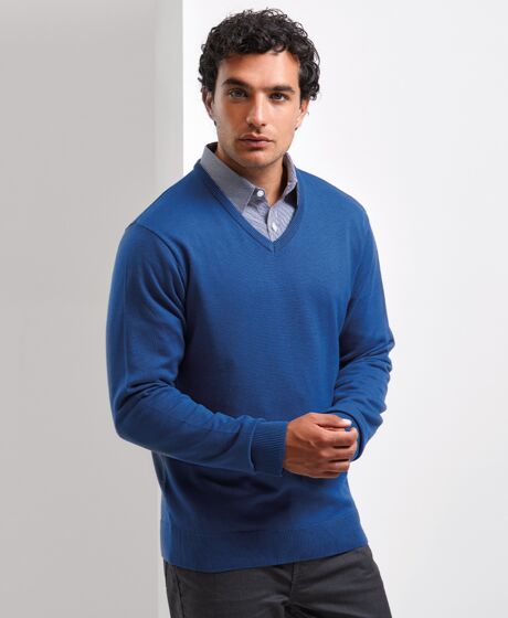 Premier Knitted Cotton Acrylic V Neck Sweater Thumbnail