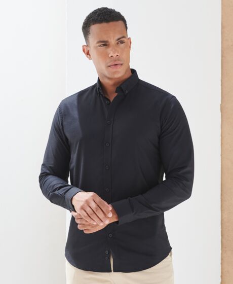 Henbury Modern Long Sleeve Slim Fit Oxford Shirt Thumbnail