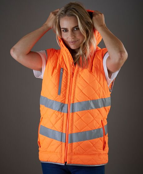 Yoko Hi-Vis Kensington Hooded Gilet Thumbnail