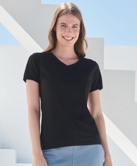 SF Ladies Feel Good Stretch V Neck T-Shirt Thumbnail