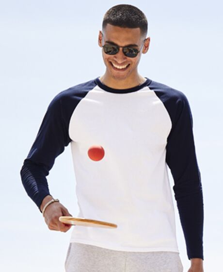 Fruit of the Loom Contrast Long Sleeve Baseball T-Shirt Thumbnail