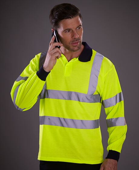 Yoko Hi-Vis Long Sleeve Polo Shirt Thumbnail