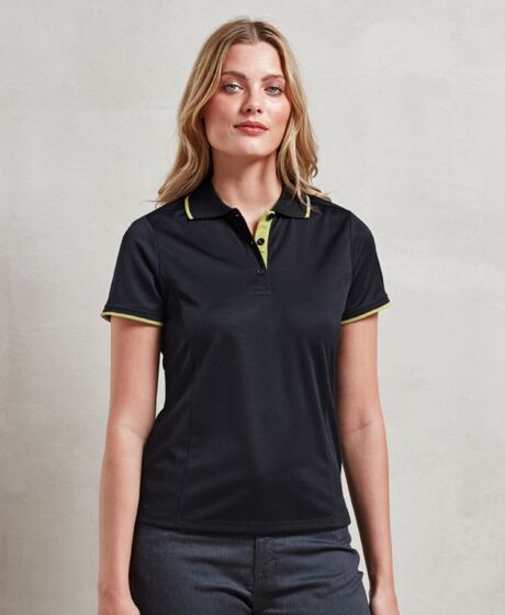 Premier Ladies Contrast Coolchecker® Piqué Polo Shirt Thumbnail