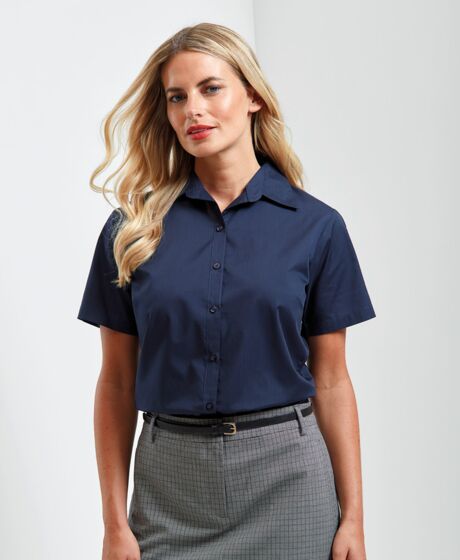 Premier Ladies Short Sleeve Poplin Blouse Thumbnail